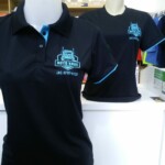 Camisa Polo preta, malha PV com detalhes e logo Camisa polo - Uniformes Profissionais Alfatex