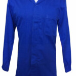 Jaleco longo soldador, manga longa e botões embutidos Jaleco Soldador de Brim - Uniformes para Indústria